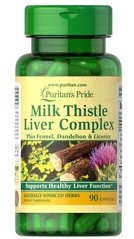 Puritan's Pride Milk Thistle Liver Complex 90 капсул Розторопша (Силімарин)
