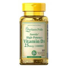Puritan's Pride Vitamin D3 25 mcg (1000 IU) 100 капсул