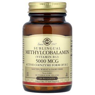 Solgar Sublingual Methylcobalamin (Vitamin B12) 5,000 mcg 60 мікро-таблеток Кобаламін (B-12)