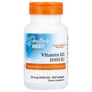 Doctor's Best Vitamin D3 25 mcg (1,000 IU) 180 капсул Вітамін D