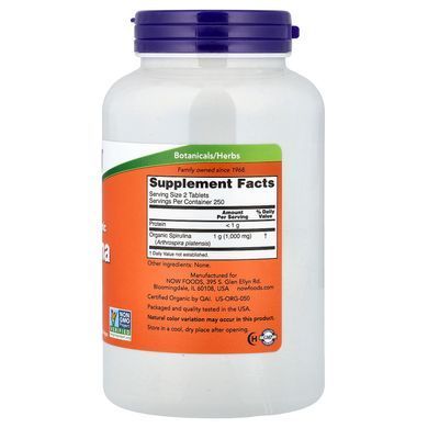 NOW Spirulina 500 mg 500 tab Спирулина