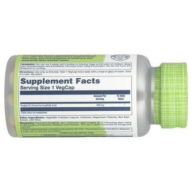 Solaray Tongkat Ali 400 mg 60 VegCaps Повышение тестостерона