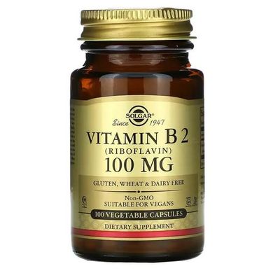 Solgar Vitamin B2 100 мг 100 капсул Рибофлавін (В-2)