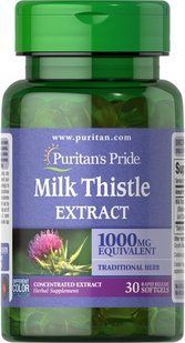 Puritan's Pride Milk Thistle 4:1 Extract 1000 mg (Silymarin) 30 капс Розторопша (Силімарин)