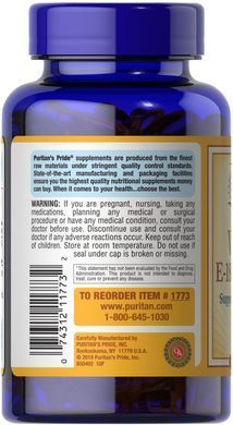 Puritan's Pride Vitamin E-400 IU 250 рідких капсул Вітамін Е