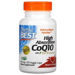 Doctor's Best High Absorption CoQ10 with BioPerine 100 mg 120 капсул Коензим Q-10