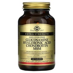 Solgar Glucosamine Hyaluronic Acid Chondroitin MSM 60 таблеток Глюкозамін і хондроїтін