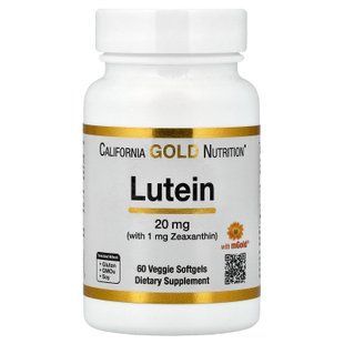 California Gold Nutrition Lutein with Zeaxanthin 20 mg 60 капсул Лютеин