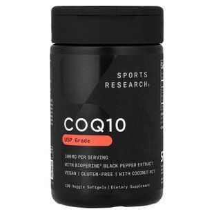 Sports Research Co Q10 100 mg 120 рідких капсул Коензим Q-10