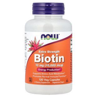 NOW Biotin 10,000 mcg 120 капсул Біотин (B-7)