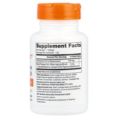 Doctor's Best High Absorption CoQ10 with BioPerine 100 mg 120 капсул Коензим Q-10