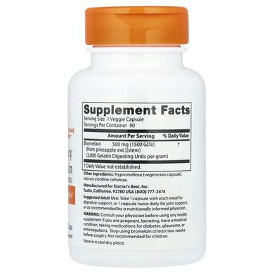 Doctor's Best Bromelain 500 mg 90 вегетаранских капсул Бромелайн