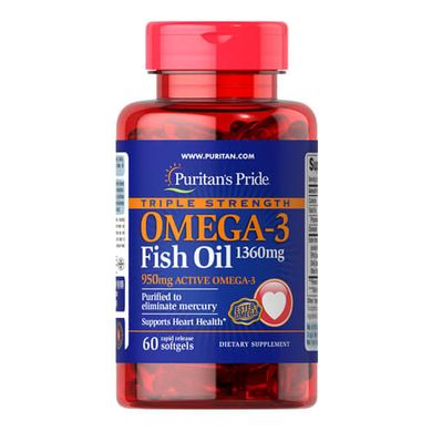 Puritan's Pride Triple Strength Omega-3 1400 mg 60 капсул Омега-3