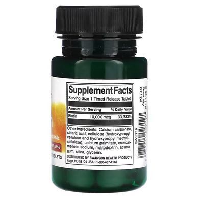 Swanson Biotin 10,000 mcg Time-Release 60 табл. Биотин (B-7)