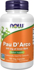 NOW Pau D' Arco 500 mg 100 капсул Кора мурашиного дерева (Пау Д'арко)