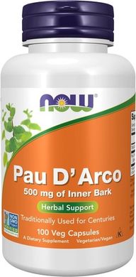 NOW Pau D' Arco 500 mg 100 капсул Кора мурашиного дерева (Пау Д'арко)