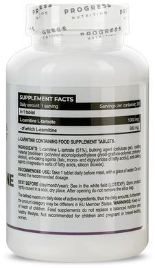 Progress L-Carnitine 1000 mg 30 таблеток (11.2026) L-Карнитин