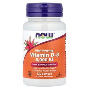 NOW Foods Vitamin D3 5000 IU 120 рідких капсул Вітамін D