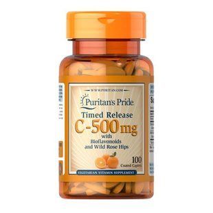 Puritan's Pride Vitamin C 500 mg with Rose Hips Time Release 100 tab (Треснутая крыша) Витамин С