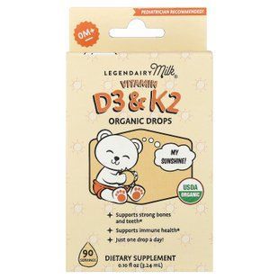 Legendairy Milk Vitamin D3 & K2 Organic 0 + 3.24 ml Витамин D3 и D3+K2 для детей