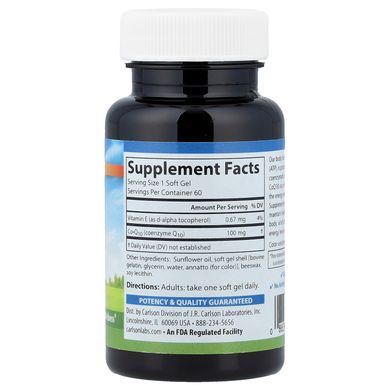 Carlson CoQ10 100 mg 60 Softgels Коэнзим Q-10