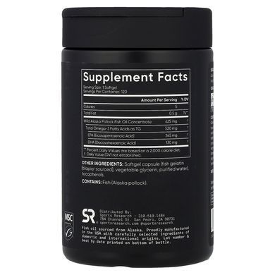 Sports Research Omega-3 Fish Oil Mini-Gels 120 рідких капсул Омега-3