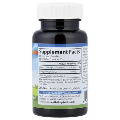Carlson CoQ10 100 mg 60 Softgels Коэнзим Q-10