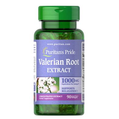 Puritan's Pride Valerian Root 1000 mg 90 жидких капсул Валериана