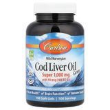 Carlson Wild Norwegian Cod Liver Oil Gems 1,000 mg 100 капсул Омега-3