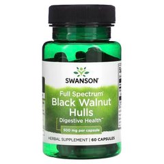 Swanson Full Spectrum Black Walnut Hulls 500 mg 60 капсул Чорний горіх