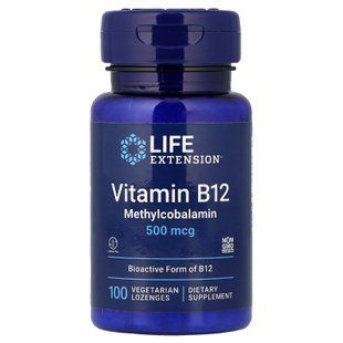 Life Extension Vitamin B12 Methylcobalamin 500 mcg 100 леденцов Кобаламин (B-12)
