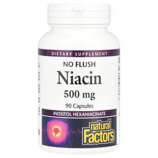 Natural Factors Niacin No Flush 500 mg 90 капсул Ніацин (B-3)