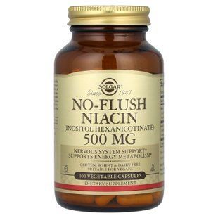 Solgar No-Flush Niacin 500 мг 100 капс. Ниацин (B-3)