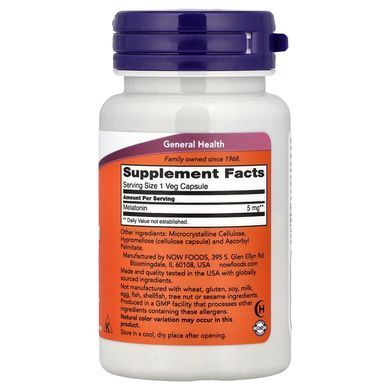 NOW Melatonin 5 mg 60 caps Мелатонин