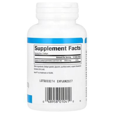 Natural Factors Vitamin A 3,000 mcg (10,000 IU) 180 softgels Витамин А