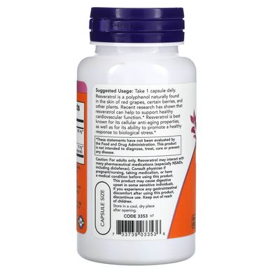 NOW Resveratrol 200 mg 60 Veg капсул Ресвератрол