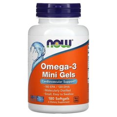NOW Omega-3 Mini Gels 180 маленьких капсул Омега-3