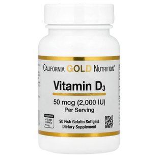California Gold Nutrition Vitamin D3 2000 IU 90 рідких капсул Вітамін D