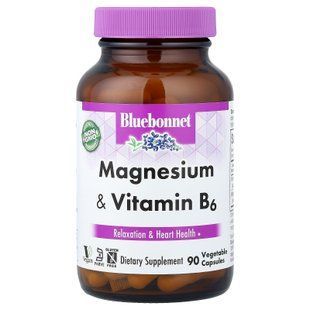 Bluebonnet Magnesium & Vitamin B6 90 капсул Магній