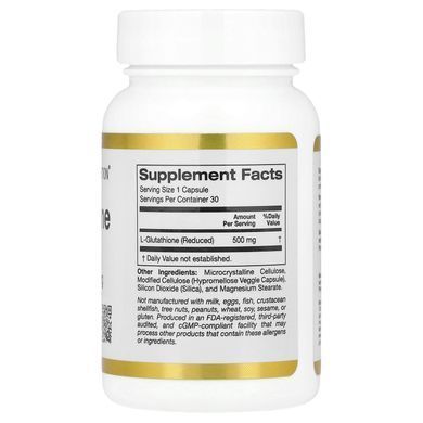 California Gold Nutrition L-Glutathione 500 mg 30 caps Глутатион