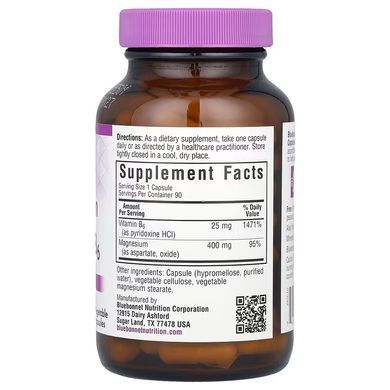 Bluebonnet Magnesium & Vitamin B6 90 капсул Магній