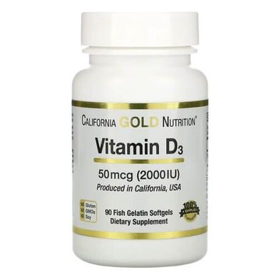 California Gold Nutrition Vitamin D3 2000 IU 90 капсул Витамин D