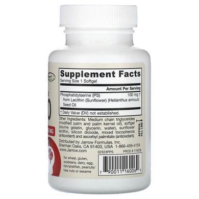 Jarrow Formulas PS100 Phosphatidylserine 100 mg 60 softgels Фосфолипиды
