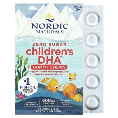 Nordic Naturals Children's DHA Gummy Chews 600 mg 30 смоктальних таблеток Омега-3 для дітей