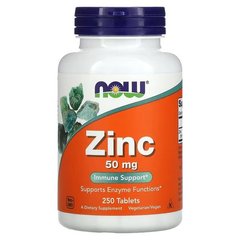 NOW Zinc Gluconate 50 mg 250 табл. Цинк