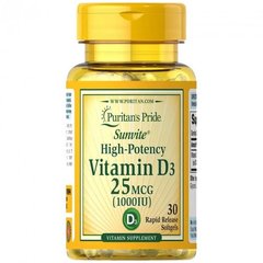 Puritan's Pride Vitamin D3 1000 IU 30 капсул Вітамін D