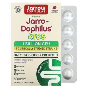 Jarrow Formulas Kids Probiotic + Prebiotic 60 жувальних таблеток Пробіотики та Ензими для дітей