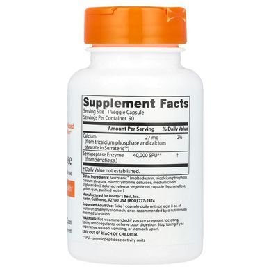 Doctor's Best Serrapeptase 40,000 SPU 90 капс. Серапептаза (Serrapeptase)