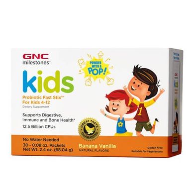 GNC Milestones Kid's Probiotic Fast Stix 30 стиків Інші добавки для дітей