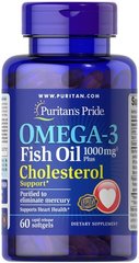 Puritan's Pride Omega-3 Fish Oil Plus Cholesterol Support 60 капс. Омега-3
